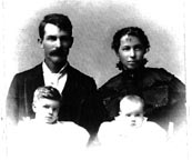 Joseph and Cora holding Roy (l) and Raymond,Cabery, Illinois, 1898
