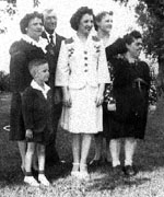 William and Lydia Benoit and (l to r), daughters Zola Ricklefs, Mildred Rosenquist, and Irene Benoit with grandson Kay Ricklefs, circa 1948. 