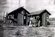 Dan and Mary Ellen's homestead shack under construction, Lone Pine Montana, 1911.
