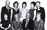 Joseph and Catherine Ulrich, 50th wedding anniversary with their seven children  (rear l to r), James Edward, Helen Rose, Mary Vivian, Eileen Elizabeth, and John Joseph, (front) Alice Marie, Catherine, Joseph, and Margaret Imelda, Mallard, Iowa, 1964. 